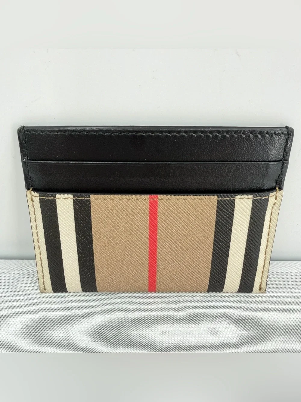 Burberry Vintage Check Unisex Card Holder Wallet Leather Trim designer wallet